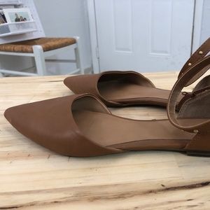 Ankle Strap Flats with Gold Studs